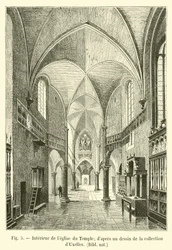 Interieur van de kerk van de Tempel; naar een tekening uit de collectie van d