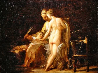 Interieur met een dame in bad, ca. 1800