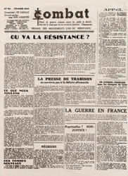Journal COMBAT - nummer 54 - februari 1944 - orgaan van de verenigde verzetsbewegingen. (clandestiene krant) - Waar zal het verzet heen gaan
