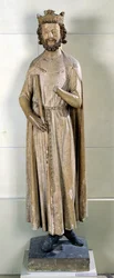 Koning Childebert I (497-558) uit de Abdij van Saint-Germain-des-Prés, ca. 1239-44 (kalksteen)
