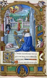 Koning David met een harp, uit een Getijdenboek gemaakt voor Francois I, c.1532-1540