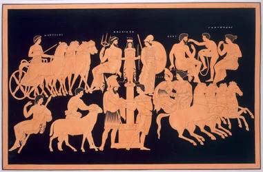 Koning Oenomaus, Hippodamia en Olympische goden
