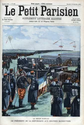 De revue van Amilly: De president van de Franse republiek Emile Loubet bij de grote manoeuvres- in 