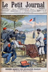 Laatste momenten van een Franse ontdekkingsreiziger Viscount Pierre Marie Robert Du Bourg de Bozas in tropisch Afrika
