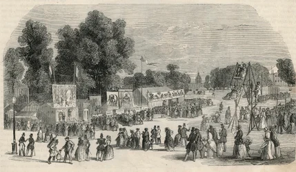 Le Carre Marigny in juni 1848 in Parijs - Gravure in 