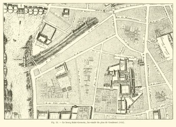 Het dorp Saint-Germain, fac-simile van het plan van Gomboust, 1652