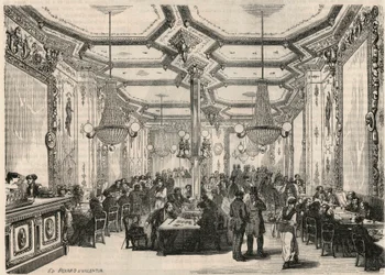 Le cafe Pierron in Parijs in de 19e eeuw - Gravure in 