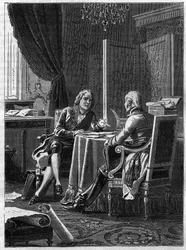 Lezing tussen de Graaf van Saint Julien (Saint-Julien), vertegenwoordiger van Oostenrijk, en Charles Maurice van Talleyrand Perigord (Talleyrand-Perigord)