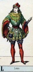 Letter L zoals Louis. Abecedarium van het Theatraal Museum. Beeld van Epinal, circa 1830