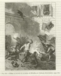 Plundering en verbranding van een huis tijdens de Franse Revolutie