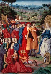 Lodewijk XII, Kardinaal Georges van Amboise (1462-1515), Anna van Bretagne en Claude van Frankrijk, uit Remedies and Fortunes door Petrarca, 1503