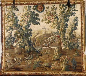 Louis XV Verdure Aubusson wandtapijt, met het wapen van Cluny