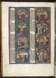 MS. Harley 1527, f.80v, miniaturen uit Bible moralisée