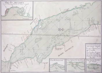Manuscriptkaart van het zuidelijke deel van de Rode Zee van de Hoorn van Afrika en Jemen tot Jiddah, ca. 1740