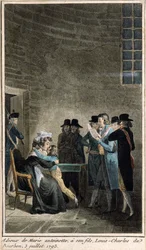 Marie-Antoinette (1755-1793) neemt afscheid van haar zoon de Dauphin, Louis-Charles de Bourbon (1785-1795) in de Tempel, 3 juli 1793