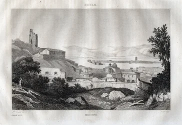 Messina - Sicilië - Gravure uit 