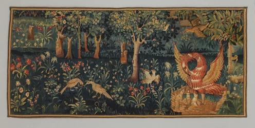 Millefleurs met pelikaan in haar vroomheid, vroeg
16e eeuw (Wol)