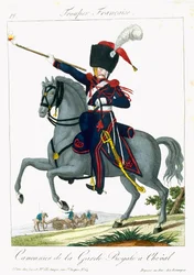 Bereden Kanonnier van de Koninklijke Wacht, uit Troupes Francaises, uitgegeven bij Basset, Parijs