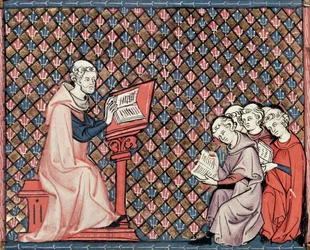 Ms 1044 fol.73v Een filosofieles, uit Ovide Moralise geschreven door Chretien Legouais