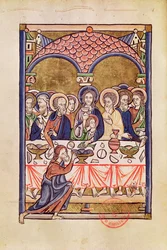 Ms 1273 fol.12v Het Laatste Avondmaal, uit een Psalter