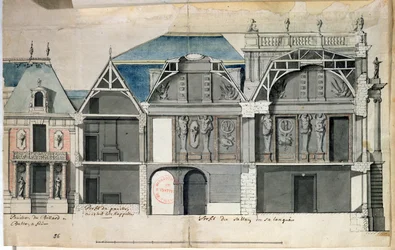 Ms 130736 Dwarsdoorsnede van een vleugel van het Kasteel van Versailles gebouwd door Louis Le Vau