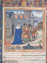 Ms. 1581 f. 228 Illustratie uit Boek XII (Van de dood van Alexander de Grote tot de dood van Judas Maccabeüs), Hoofdstuk 1 van de Oudheden van de Joden (Antiquitates Judaicae) door Flavius Josephus