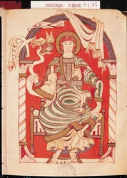 Ms 24 fol.15 St. Matteüs, illustratie uit het Evangelie van de Abdij van Corbie