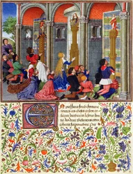 Ms 2617 Arcitas bidt tot Mars, Palemon bidt tot Venus, Emily bidt tot Diana, uit La Teseida, door Giovanni Boccaccio (1313-75) 1340-41