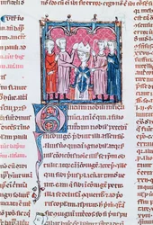 Ms. 372 fol. 158v Intronisatie van een bisschop, uit Décrets de Gratien