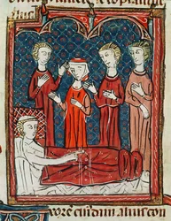 Ms 372 fol.165v Een man in zijn ziekbed, uit Decrets de Gratien