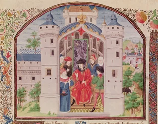 Ms 927 Fol.426 Presentatie van De Economie, uit Ethiek, Politiek en Economie door Aristoteles (384-322 v.Chr.) (detail)