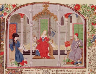 Ms 927 Fol.71v De Theorie van Rechtvaardigheid, uit Ethiek, Politiek en Economie door Aristoteles (384-322 v.Chr.)