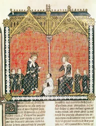 Koning Karel V (1338-80) en Jeanne de Bourbon (1338-77) met hun kinderen, uit het Rational des divins offices door Guillaume Durand (1230-96) 1374