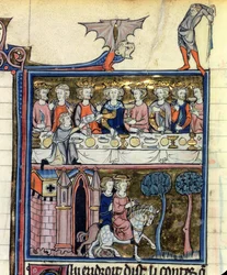 Koning Arthur en zijn ridders rond de tafel, uit l