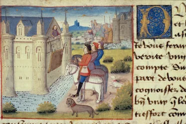 Gracht rond een stad, uit Les Cent Nouvelles Nouvelles, 1462