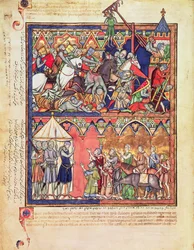 Ms M 638 f.10v Jozua, uit de Morgan Picture Bible, ca. 1244-54