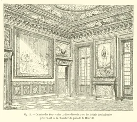 Museum van de Soevereinen, kamer versierd met de overblijfselen van het houtwerk afkomstig uit de parade kamer van Hendrik II