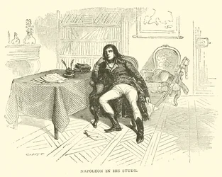 Napoleon in zijn studeerkamer (gravure)