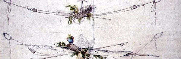 Nautische cartouche ontwerp met een papegaai, c.1800