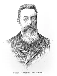 Nicolai Andreievitch Rimski-Korsakov (1844-1908), illustratie uit LHistoire de la Musique en Russie door Albert Soubies, gepubliceerd in Parijs, 1898
