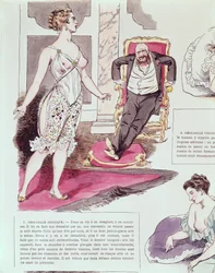 Orgiastisch Negligé, illustratie uit La Vie Parisienne, c.1870-80 (kleurgravure)