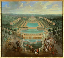 Overzicht van het Chateau de Marly, Grand Trianon, Versailles, Frankrijk (foto)