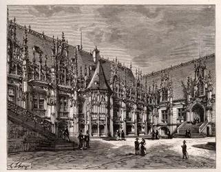 Paleis van justitie van Rouen voormalig parlement van Normandië - gravure in 