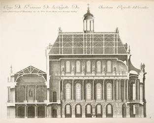 Palais du Louvre: de Koninklijke Kapel, doorsnede, ca. 1720