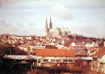 Panoramisch uitzicht op de stad met de kathedraal