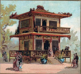 Parijs. Wereldtentoonstelling van 1889: Het Japanse Paviljoen.