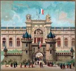 Parijs. Wereldtentoonstelling van 1889: Het Paleis van het Ministerie van Oorlog.