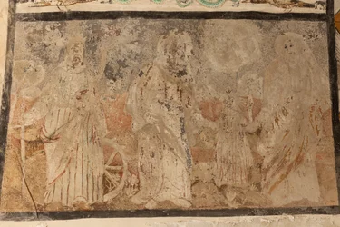 Parochiekerk (Església de la Mare de Déu de Solers). Interieur. De beuken. Muurschilderingen. Detail. 16e eeuw (?)
