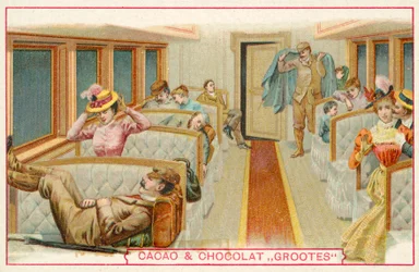 Passagiers in een treinwagon