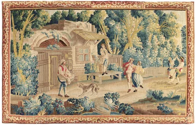 Pastorale wandtapijt, Aubusson, midden 18e eeuw